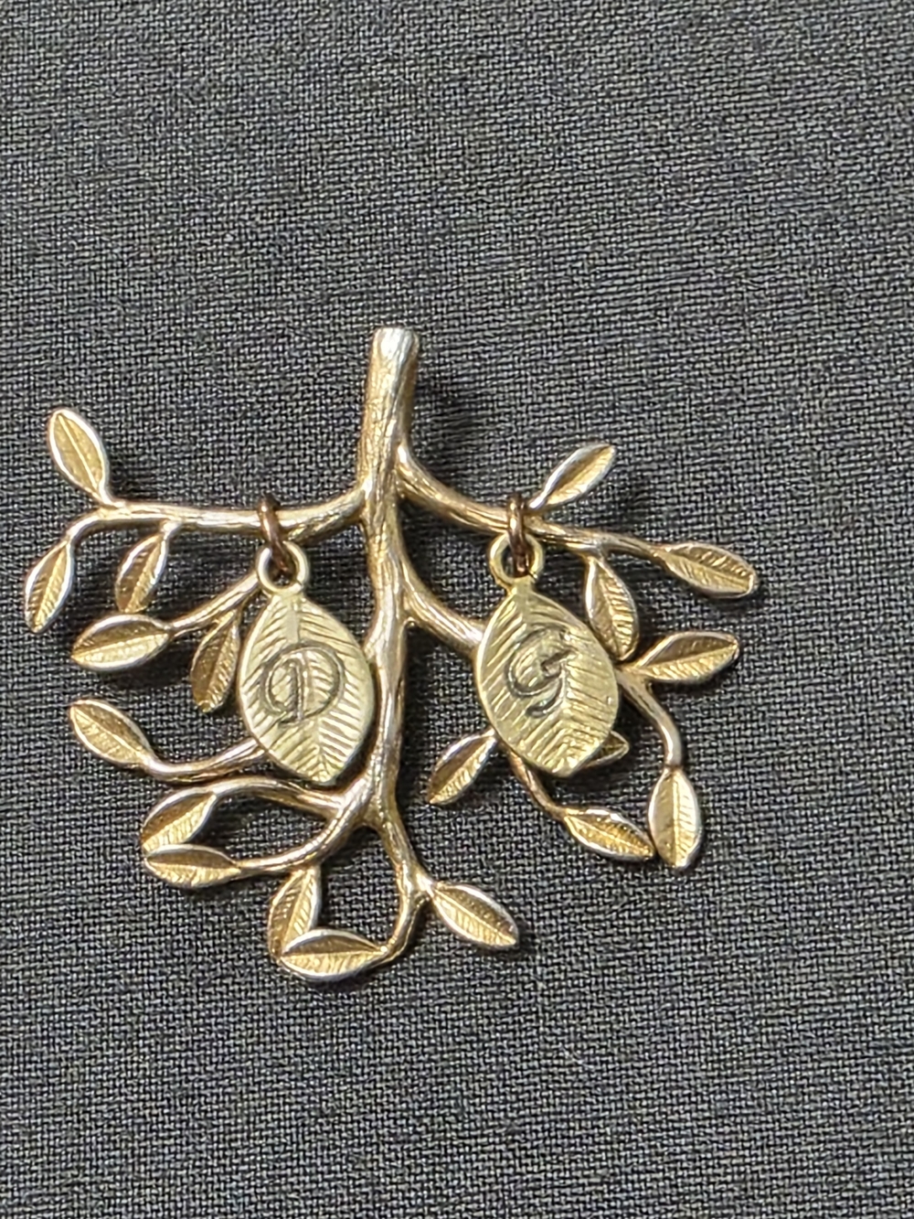 Estate Gold Tone - Signed DG Designer Pendant - 442